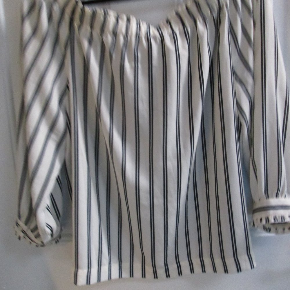 J. CREW Mercantile striped off shoulder blouse - Picture 11 of 14